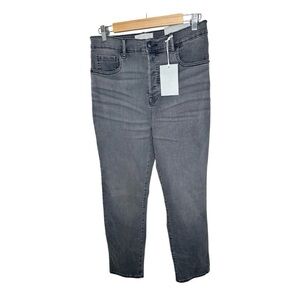 Everlane High Rise Slim Straight Cigarette Leg Jeans Washed Black Button Fly 32